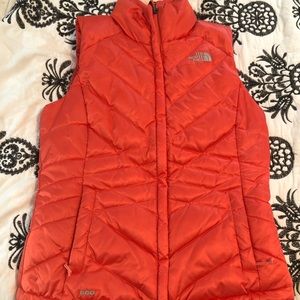 The North Face Goose Down Puffer Vest Peach Orange